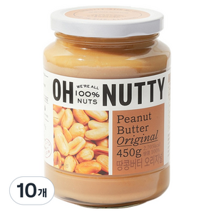 오넛티 땅콩버터 오리지널 100%, 450g, 10개