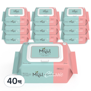 미엘 클래식 물티슈 캡형, 50g, 100매, 40개