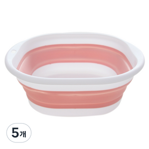 머지샵 접이식 폴딩 다용도 세수 세면 대야 대품, 핑크, 5개