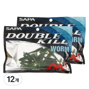 싸파 더블킬 미니 쉐드 웜 50mm, 다크그린(SDK-MSW-50DGR), 12개