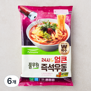 풀무원 24시 얼큰 즉석우동 2인분, 328g, 6개