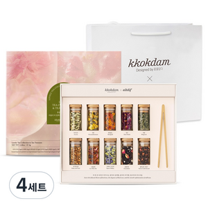 꽃을담다 러블리 티 컬렉션 10종 + 티 집게 선물세트 + 쇼핑백, 4세트, 꽃송이차 5종 + 블렌딩티 5종 + 티 집게 + 쇼핑백