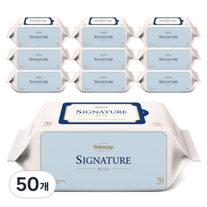 베베숲 시그니처 블루 엠보싱 물티슈 리필형, 75g, 70매, 50개
