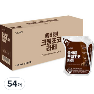 비락 유아용 올바른 크림초코 라떼, 110ml, 54개, 초코맛