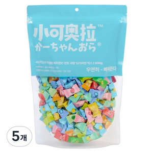 샤오커오라 무설탕 비타민C 민트 박하 12가지맛 믹스 미니 과일 사탕 캔디 중형, 500g, 5개