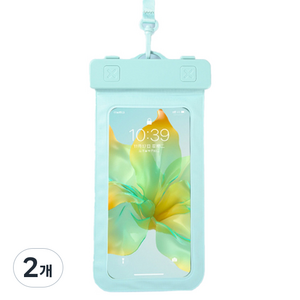 소니오 터치 마카롱 컬러 휴대폰 방수팩 23.5 x 12.3 cm, 05 후크 그린, 2개