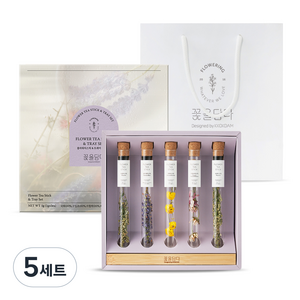 꽃을담다 꽃 차 선물세트, 플라워티스틱 5종 + 트레이 + 쇼핑백, 5세트