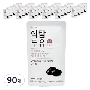 GRN 건강한 무설탕 서리태 팥 식탐두유, 90개, 190ml