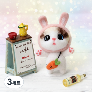 아트조이 DIY 양모펠트 키트, 3세트, 토끼고양이