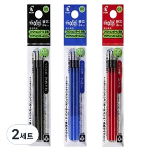 프릭션 다색볼펜 리필심 0.5mm 3p x 3종 세트, 블랙 + 블루 + 레드, 2세트