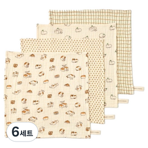 모던하우스 ON L 도톰한 4중지 살림 거즈행주 뚱냥이 4종 세트, 6세트