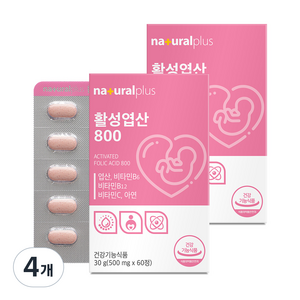 내츄럴플러스 활성 엽산 800, 60정, 4개