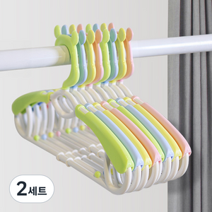 플라팜 뉴코코맘 360도 회전 길이조절 곰돌이 옷걸이 4종 x 2p 세트, 블루, 그린, 핑크, 옐로우, 2세트