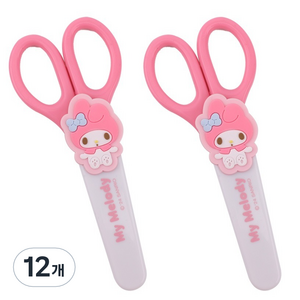 산리오 캐릭터 양손형 안전캡 가위, 12개, 마이멜로디