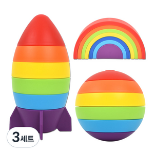 오즈토이 트리플 레인보우 쌓기 3종 로켓+공+무지개, 혼합색상, 3세트
