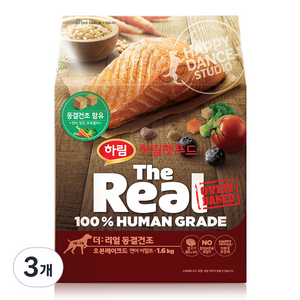 하림펫푸드 어덜트 강아지 더리얼 동결건조 오븐베이크드 건조생식사료, 연어, 1.6kg, 3개
