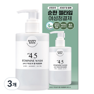 해피바스 pH 4.5 약산성 쑥 젤 여성청결제, 300g, 3개