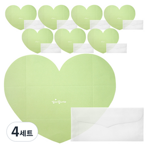메시지 하트편지지 8p + 트레이싱지 봉투 8p + 스티커 8p 세트, 감사합니다(편지지), 투명(스티커), 4세트