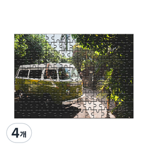 다모아 시험관 직소퍼즐 연두색레트로자동차, 150피스, 혼합 색상, 4개