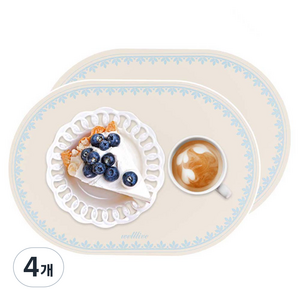 웰라이브 실리콘 식탁매트, 스카이밀크, 43 x 30 x 0.1 cm, 4개