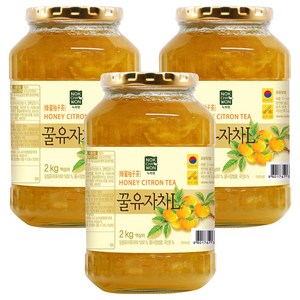 녹차원 꿀유자차L, 3개, 2kg, 1개입