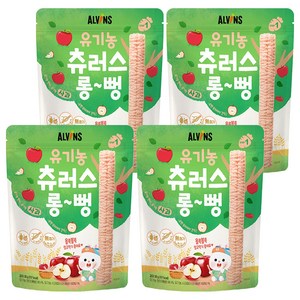 엘빈즈 유아용 츄러스 롱뻥 STEP1, 사과맛, 30g, 4개