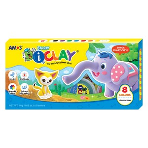 아이클레이 아모스 8색 동물 친구 만들기 유아용 클레이 18p, 혼합색상, 144g, 1개