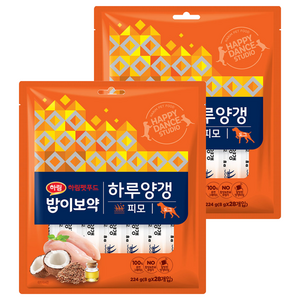 하림펫푸드밥이보약 강아지 하루양갱 파우치, 피모, 224g, 2개