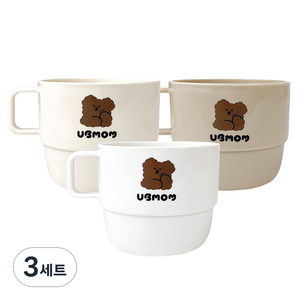 유비맘 유아용 초코몽이 손잡이컵 3종, 화이트 + 베이지 + 초코, 3세트, 250ml