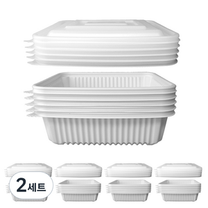 블룸엣홈 밀폐용기 미니사각 찜용기 25p + 뚜껑 25p 세트 화이트 2L, 2세트