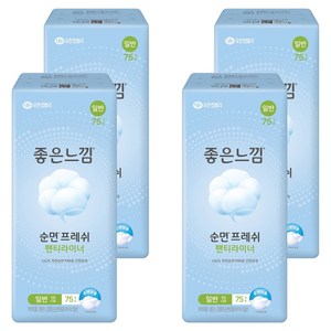 좋은느낌 좋은순면 데일리 팬티라이너, 일반, 75개입, 4개
