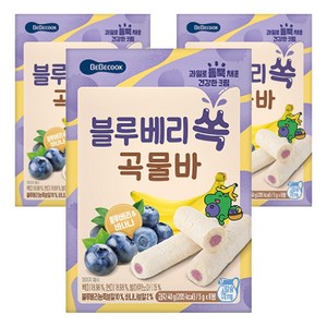 베베쿡 블루베리 쏙 곡물바 5g x 8p, 블루베리맛, 40g, 3개