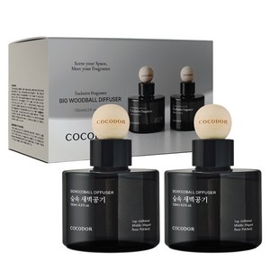 코코도르 빅우드볼 차량용 디퓨저 130ml, 숲속새벽공기, 2개