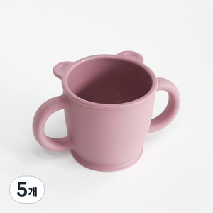 바른상점 유아 양손 실리콘 물컵, 다크핑크, 5개, 200ml