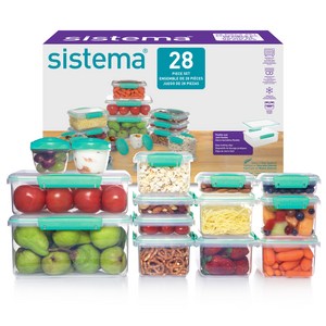 Sistema 시스테마 Klip It 모듈러 밀폐용기 틸 14p, 1세트, 3L + 2L +1L x 4p + 380ml x 2p + 400ml x 2p + 200ml x 2p + 요거트팟 2p 골드박스 특가