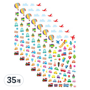 쁘띠팬시 폭신스티커 꼬마붕붕카 DA5171, 혼합색상, 35개