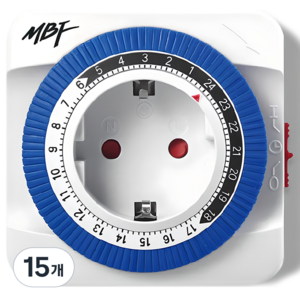 엠비에프 24시간 절전형 타이머 콘센트 스위치 1구 MBF-TSW24A, 78mm, 혼합색상, 15개