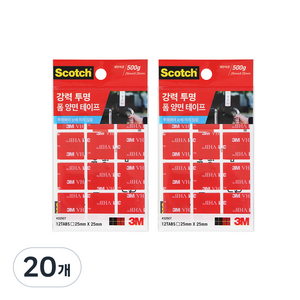 스카치 3M 강력 투명 폼 양면테이프 325CT 25 x 25mm 12p, 20개