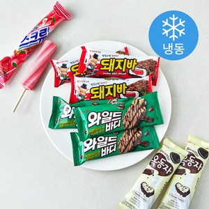 롯데웰푸드 빙과 바 스크류바 80ml 4개입 + 옥동자 70ml 4개입 + 돼지바 70ml 4개입 + 와일드바디 70ml 4개입 (냉동), 1세트 골드박스 특가