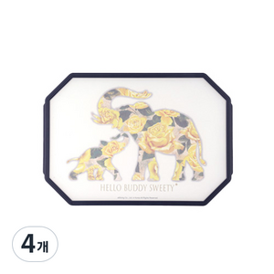 엘리리빙 코끼리 도마, 혼합색상, 4개