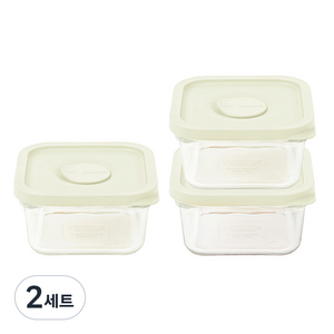 글라스락 렌지쿡 촉촉한 햇밥용기 정사각, 코코넛밀크, 2세트