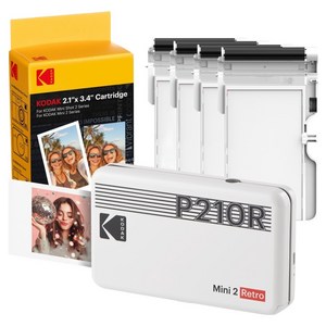 코닥 미니 2 레트로 포토프린터 사진인화기 카트리지 38p, P210R, 화이트