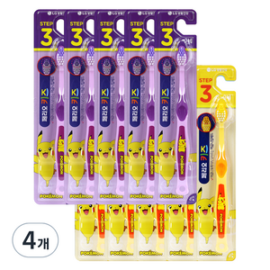 페리오 키즈 피카츄 스텝3 칫솔, 혼합색상, 10개입, 4개