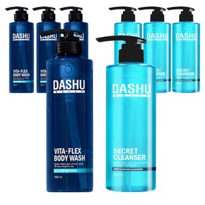 다슈 데일리 비타 플렉스 쿨링 남성청결제 300ml + 올인원 바디워시 500ml, 4개