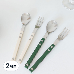 보겐 쌍띠에 티스푼 2종 + 티포크 2종 세트, 티스푼 샤틴 바닐라 + 샤틴 그린 + 티포크 샤틴 바닐라 + 샤틴 그린, 2세트