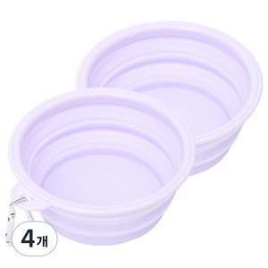 애와니 반려동물 접이식 휴대용 식기 M 650ml, 퍼플, 4개