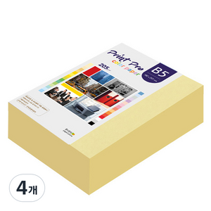 종이문화 프린트프로 두꺼운 칼라복사지 No.05 옐로우 205g 264p, B5, 4개