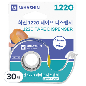 화신 1220 테이프 디스펜서 12mm x 20m, 투명, 30개