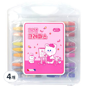 모닝글로리 크레파스 핑크, 36색, 4개