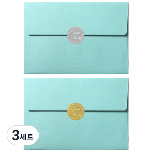 투영디자인 러브유 원형스티커 50p + 파스텔 청첩장 앤 엽서 봉투 50p 세트, 랜덤 발송(원형스티커), 블루(봉투), 3세트